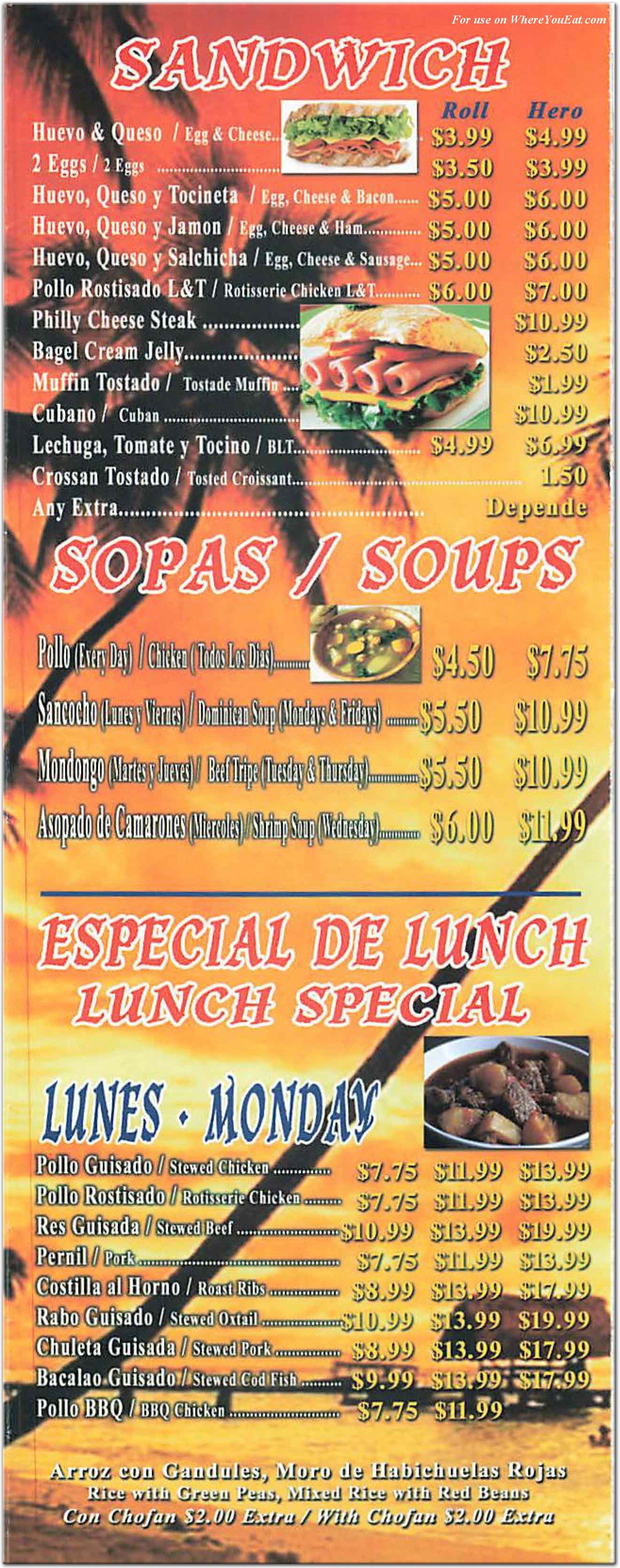 menu