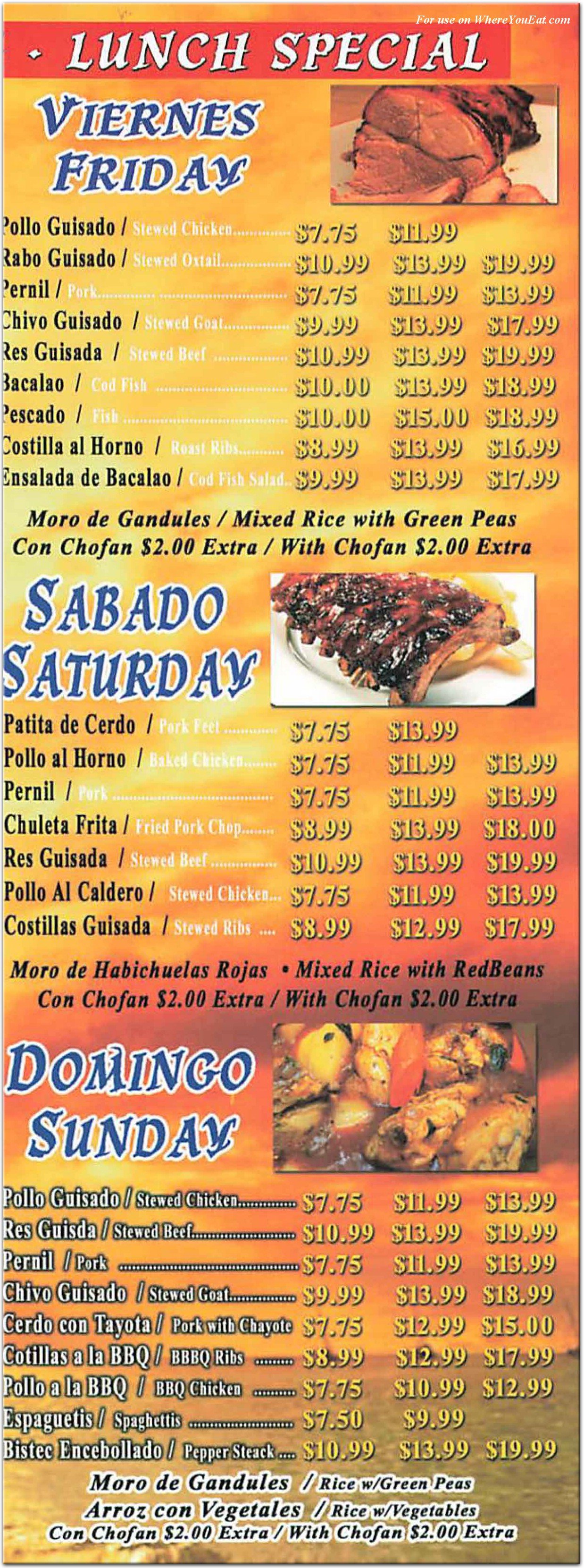menu