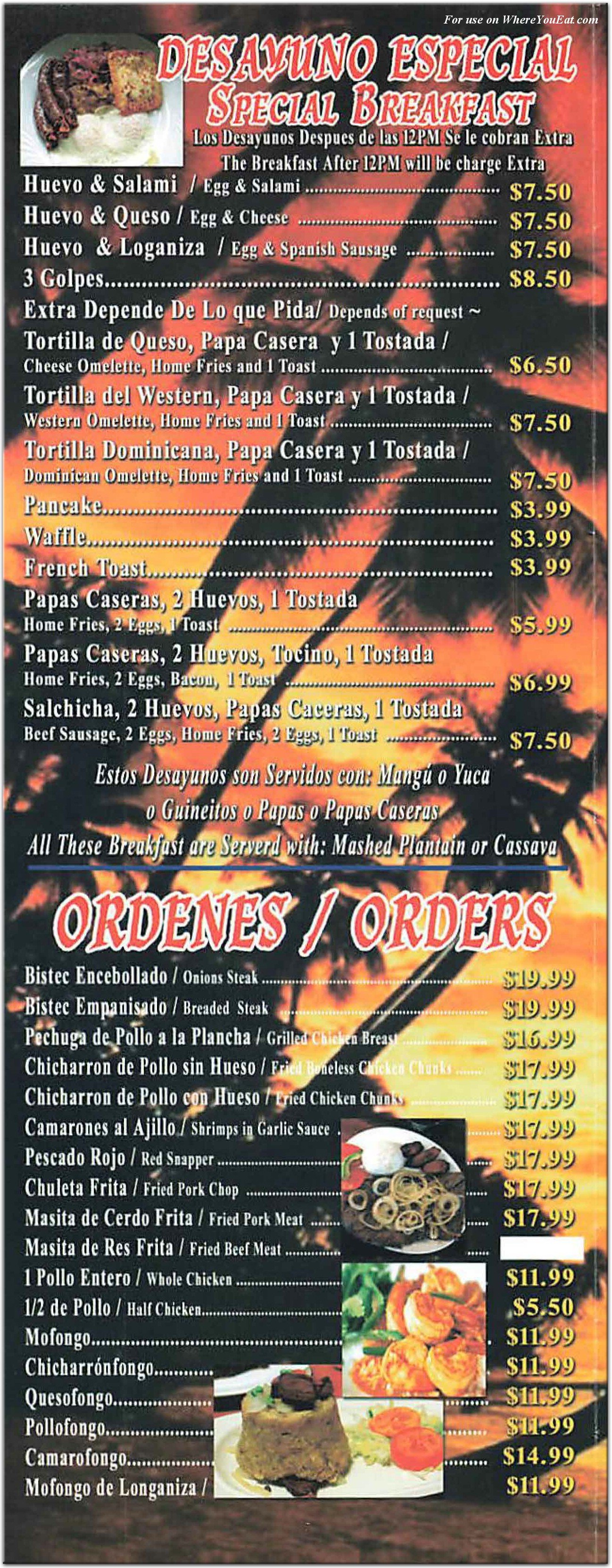 menu